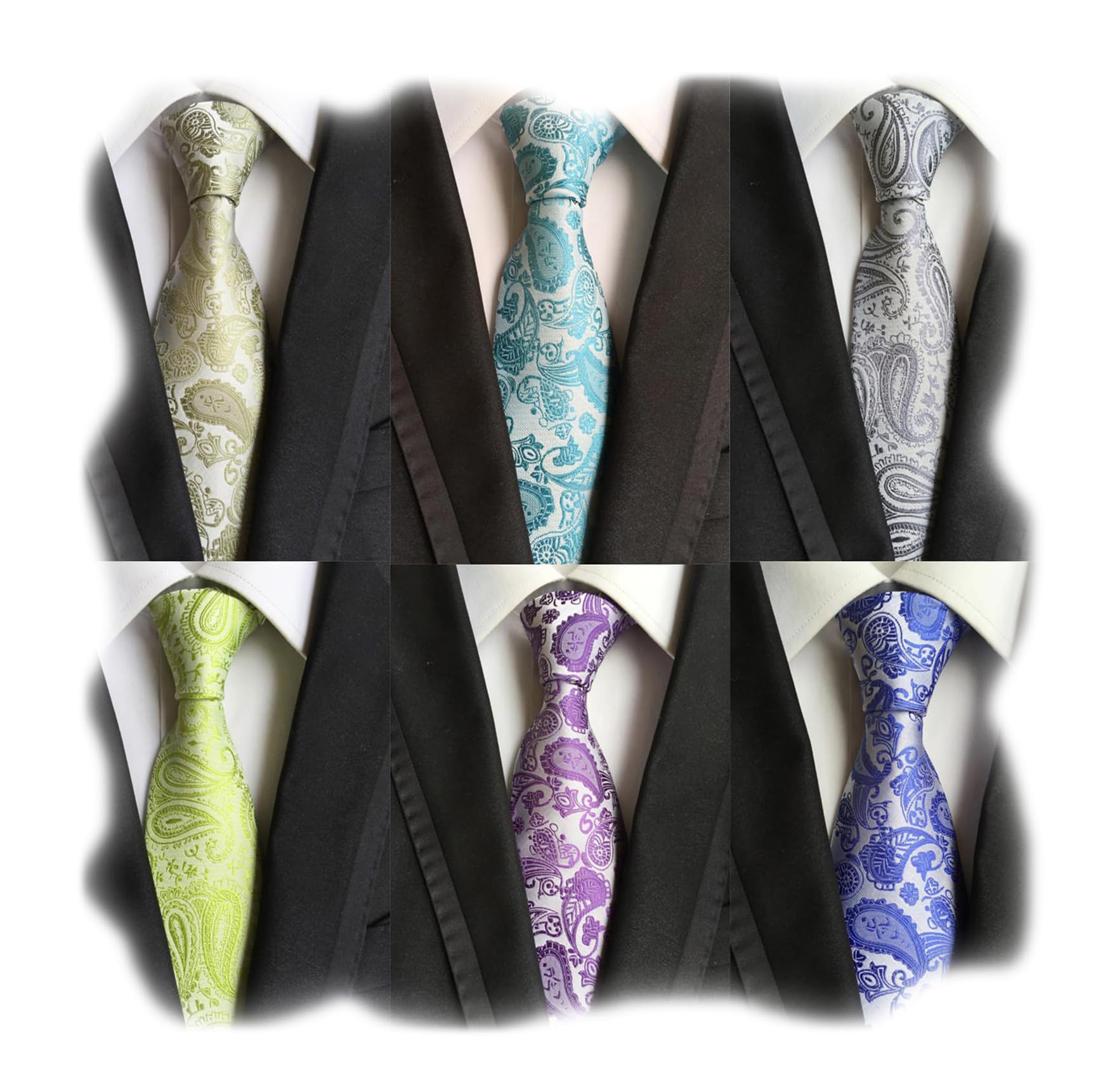 WeiShang Lot 6 PCS Classic Men's Silk Tie Necktie Woven JACQUARD Neck Ties