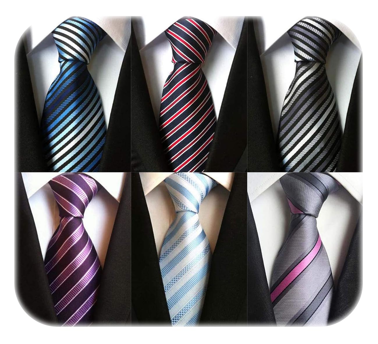 WeiShang Lot 6 PCS Classic Men's Silk Tie Necktie Woven JACQUARD Neck Ties