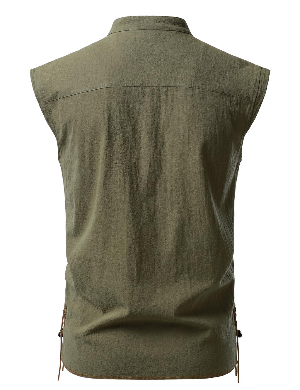 JEMITOP Men's Retro Pure Cotton Lace Up Sleeveless Shirts for Pirate Renaissance Medieval Viking Costume