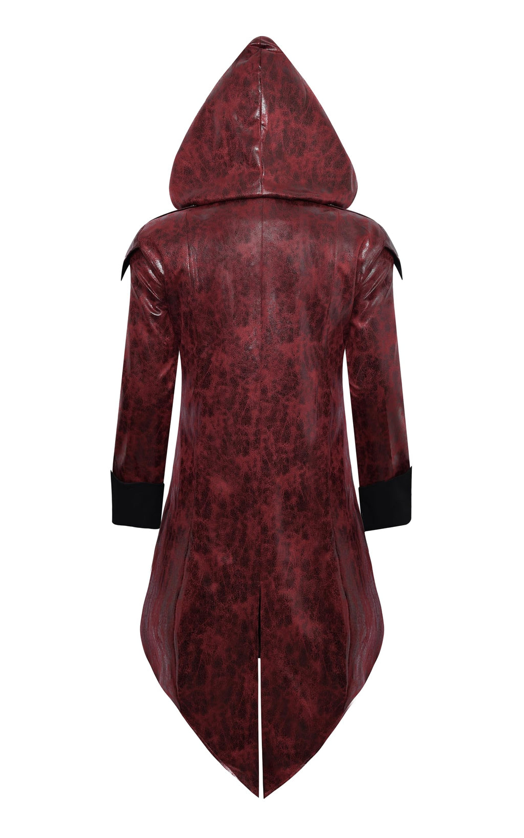 Men's Steampunk PU Leather Jacket with Hood - Gothic Victorian Vampire Coat Medieval Adjustable Tailcoat Gear