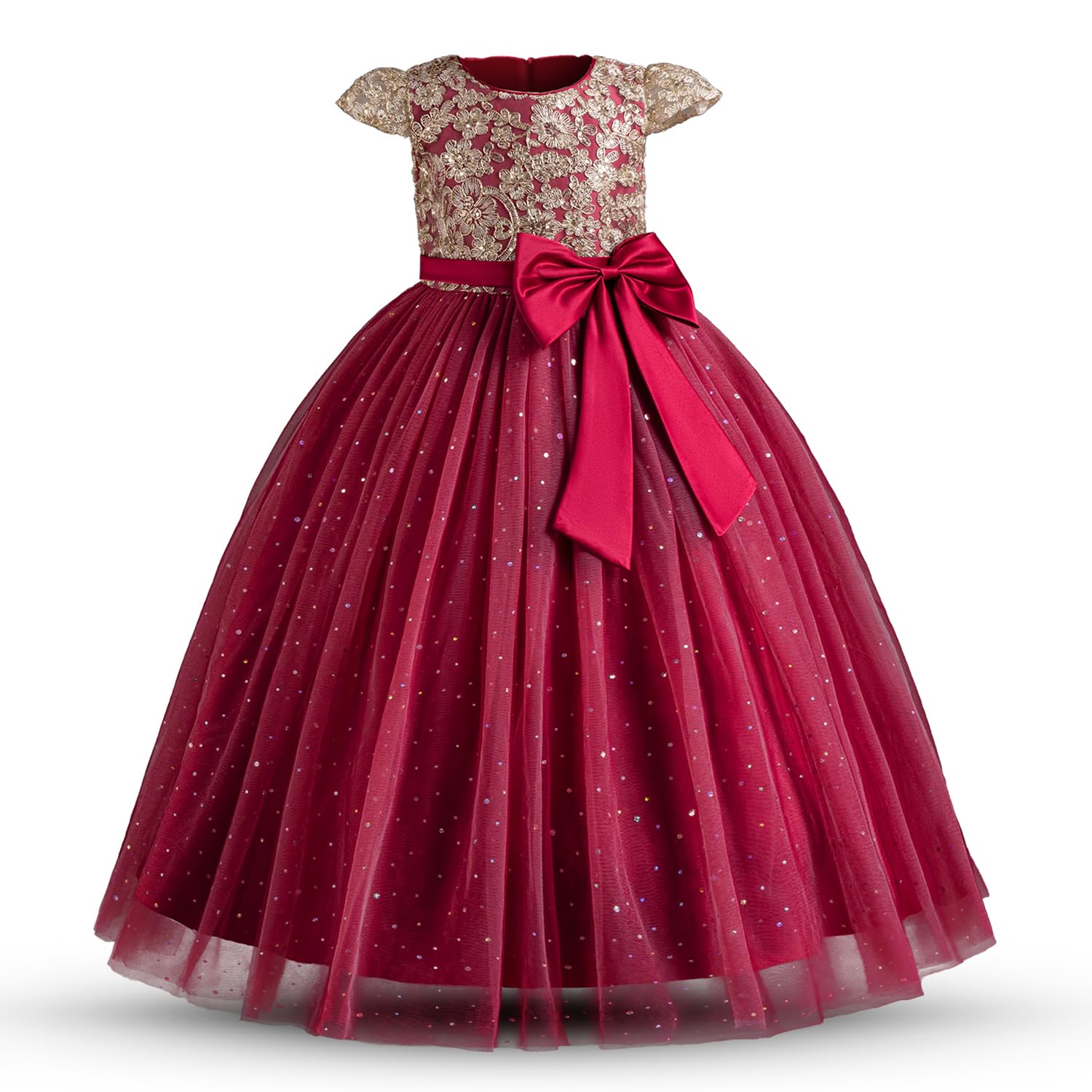 TTYAOVO Girls Pageant Princess Flower Dress Kids Prom Puffy Ball Gowns