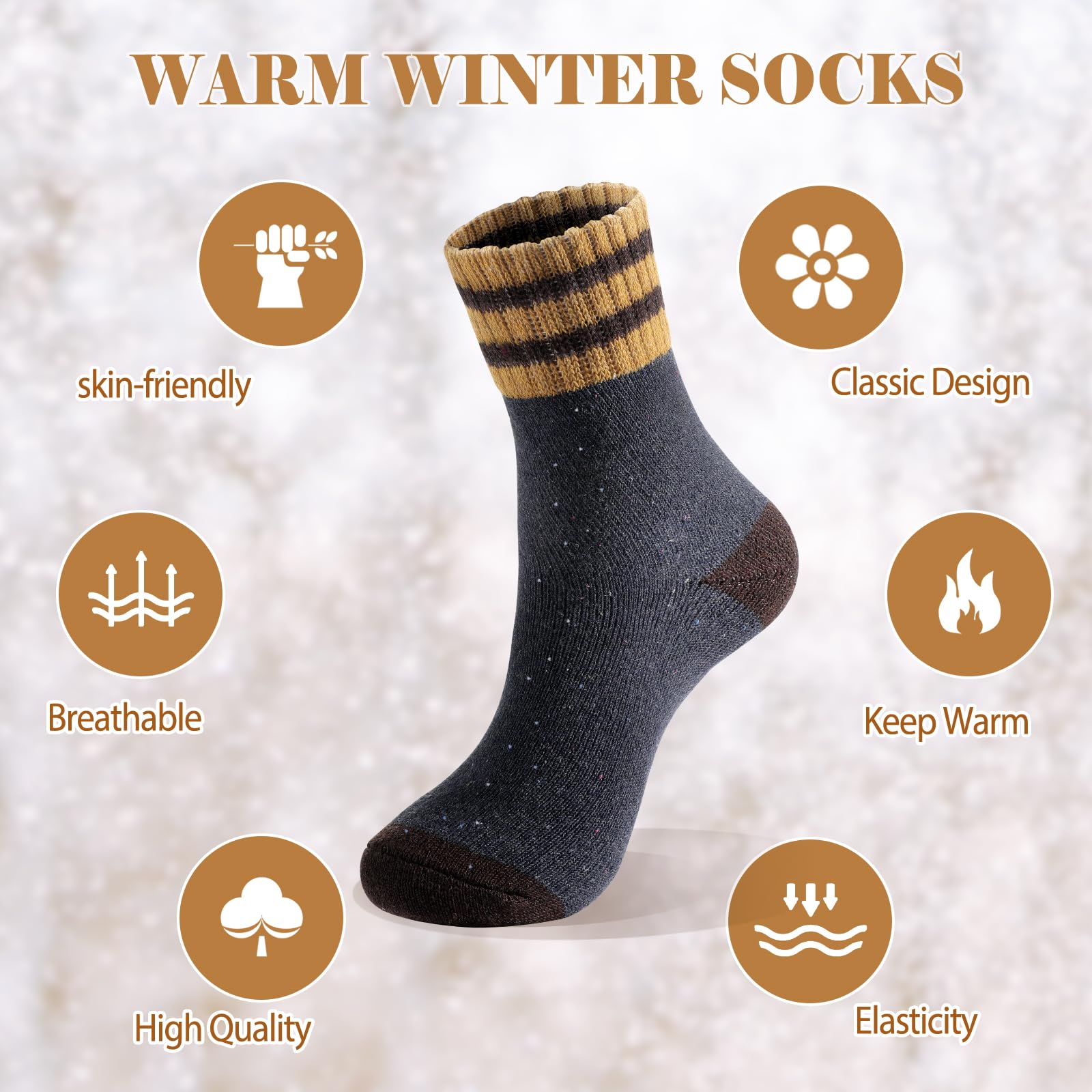Clothirily Wool Socks for Women, Vintage Womens Wool Socks, Winter Warm Boot Sock for Women Men, Thick Winter Cozy Sock