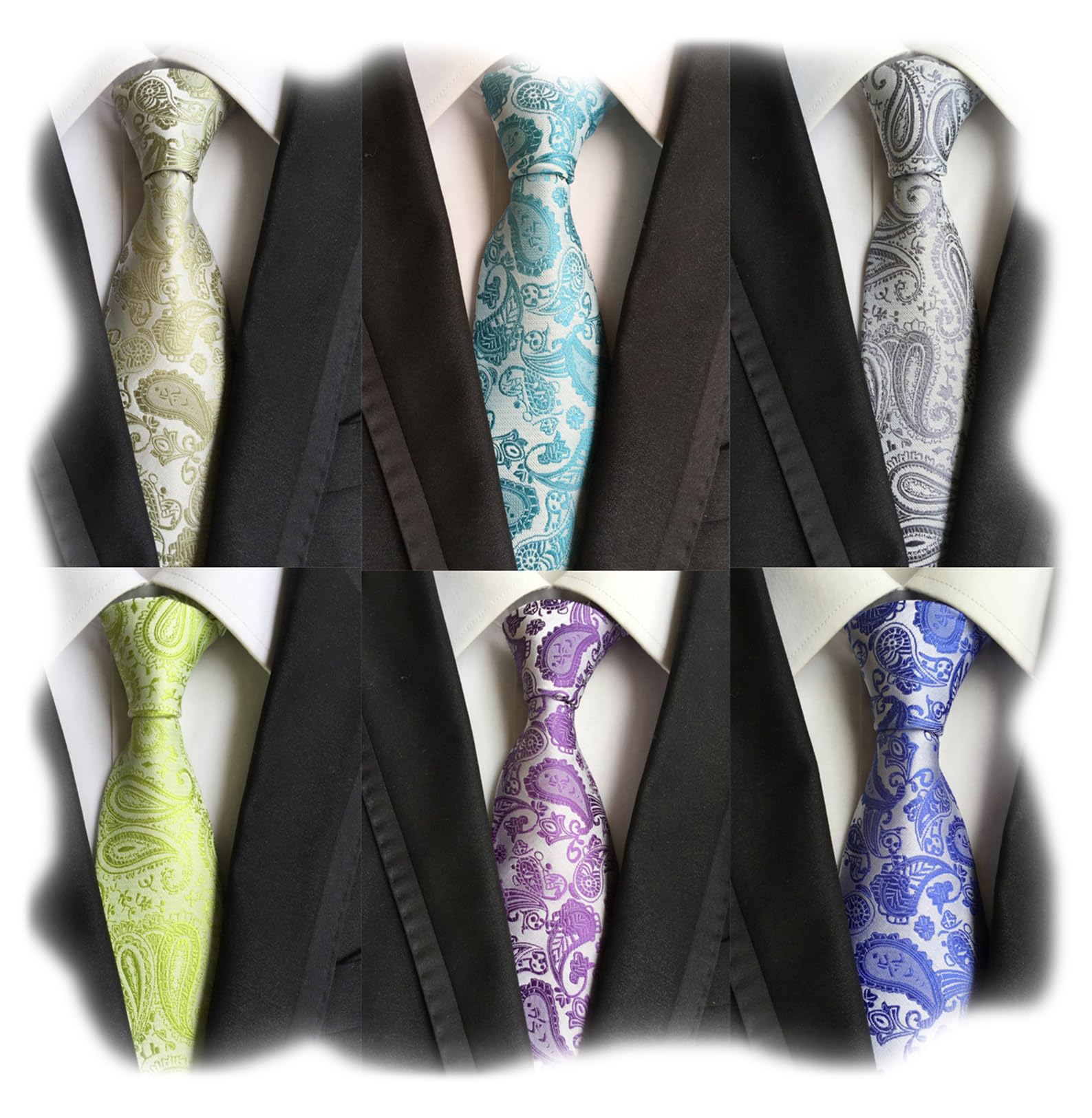 WeiShang Lot 6 PCS Classic Men's Silk Tie Necktie Woven JACQUARD Neck Ties