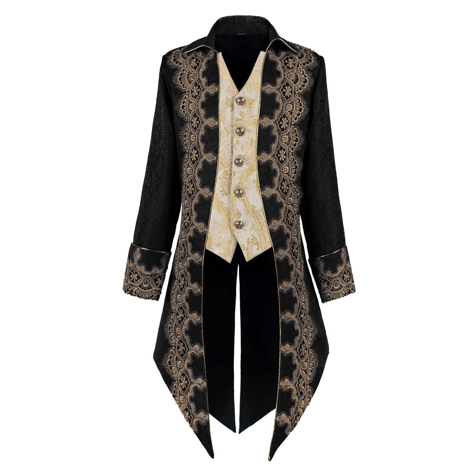 Men's Medieval Tailcoat Jacket Embroidery Vintage Gothic Steampunk Tuxedo