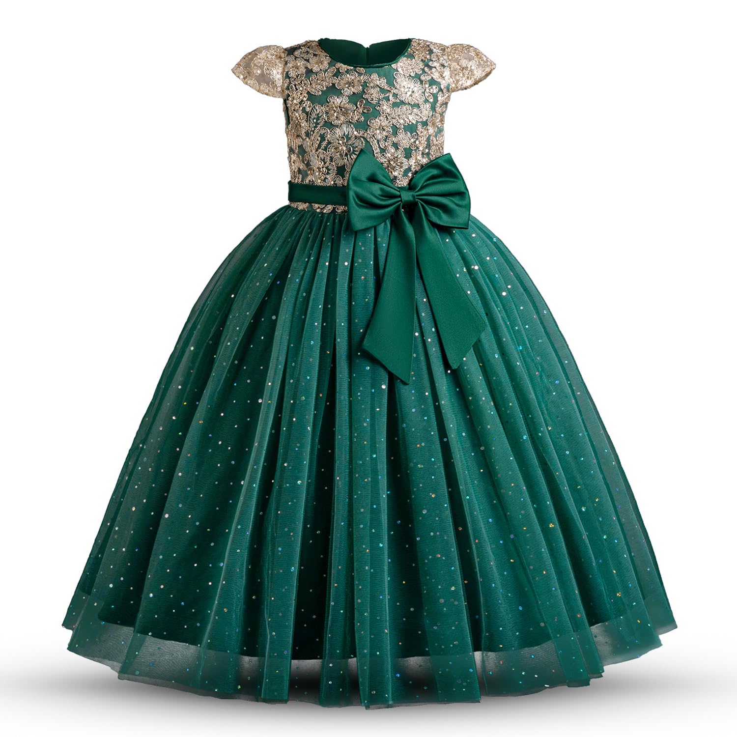 TTYAOVO Girls Pageant Princess Flower Dress Kids Prom Puffy Ball Gowns