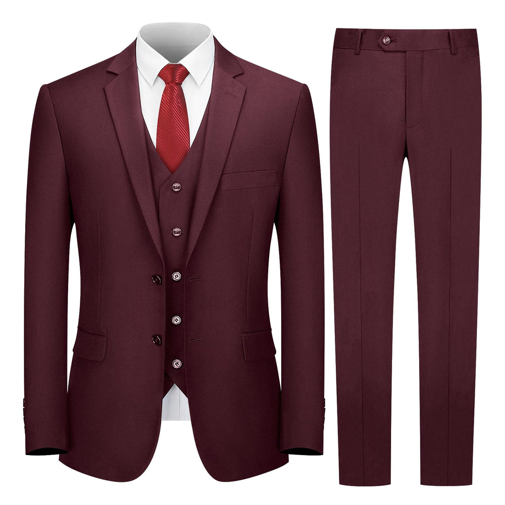 Cooper & Nelson 3 Piece Mens Suit Set, 2 Button Slim Fit Suit for Men, Jacket, Vest, Pants and Tie