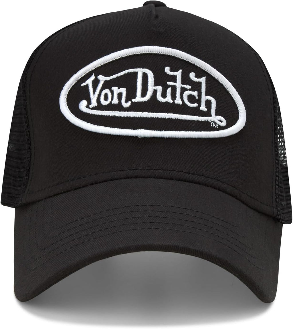 Von Dutch Unisex Trucker Hat - Curved Bill Mesh Back Retro Classic Adjustable Snapback Baseball Cap for Men and Women