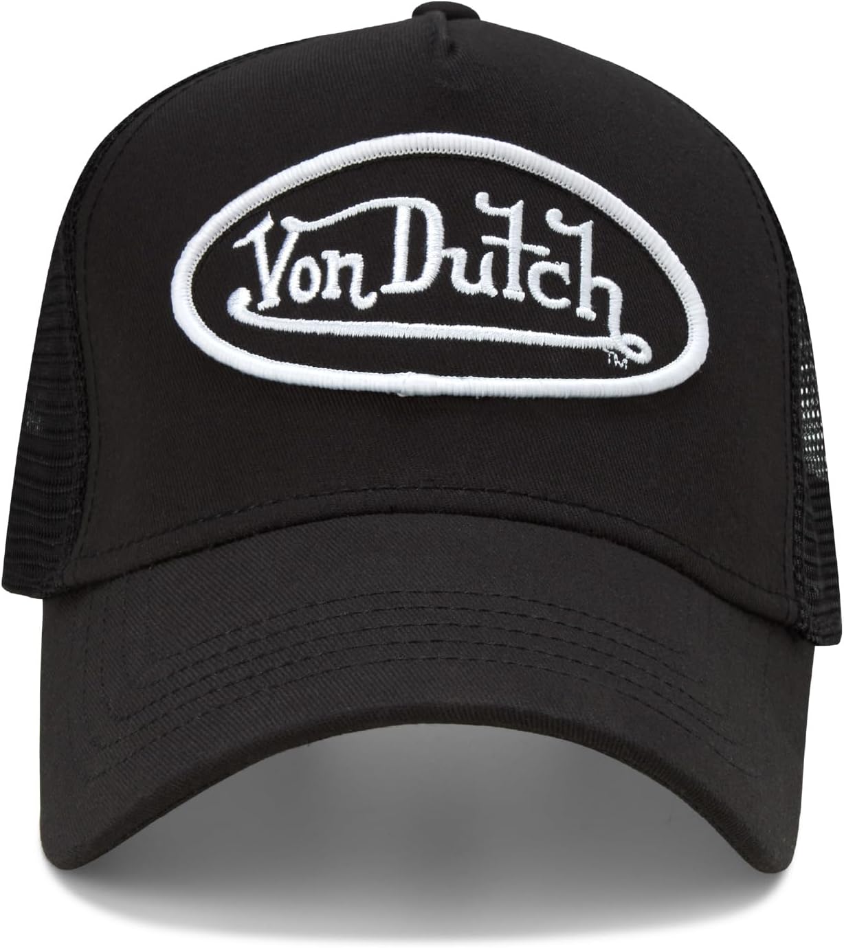Von Dutch Unisex Trucker Hat - Curved Bill Mesh Back Retro Classic Adjustable Snapback Baseball Cap for Men and Women