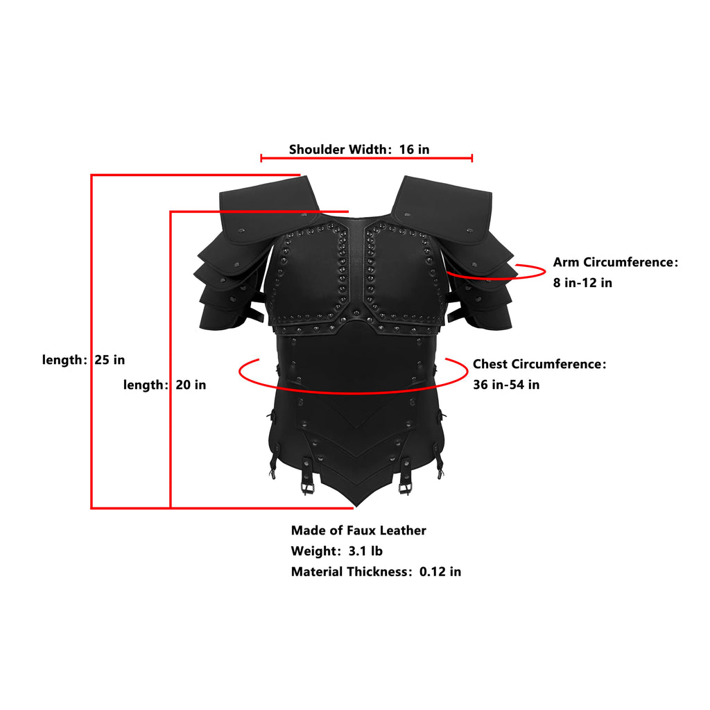 Deluxe Medieval Chest Armor Viking Warrior Adjustable Leather Armour Breastplate Costume for LARP Party Halloween Cosplay