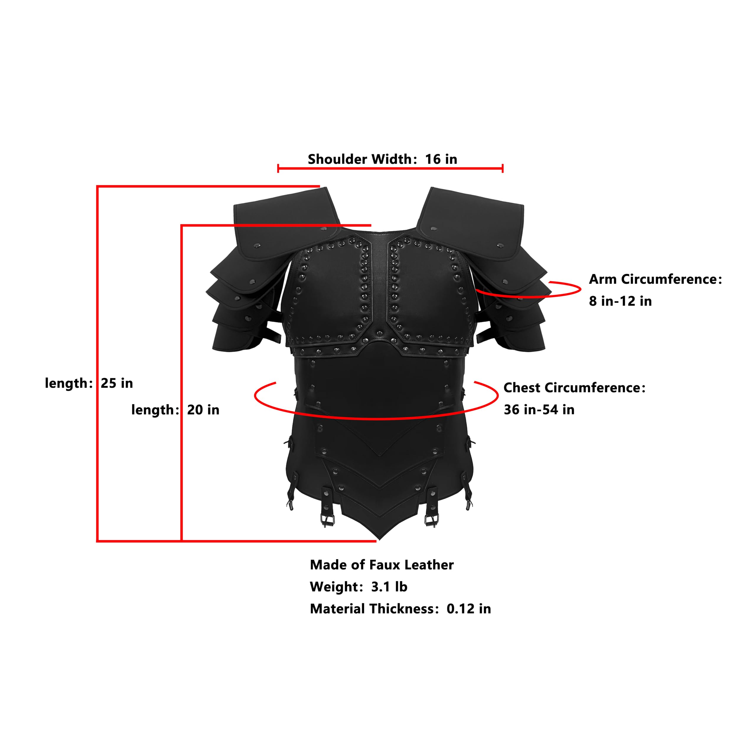 Deluxe Medieval Chest Armor Viking Warrior Adjustable Leather Armour Breastplate Costume for LARP Party Halloween Cosplay
