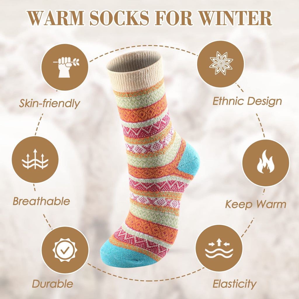 Clothirily Wool Socks for Women, Vintage Womens Wool Socks, Winter Warm Boot Sock for Women Men, Thick Winter Cozy Sock