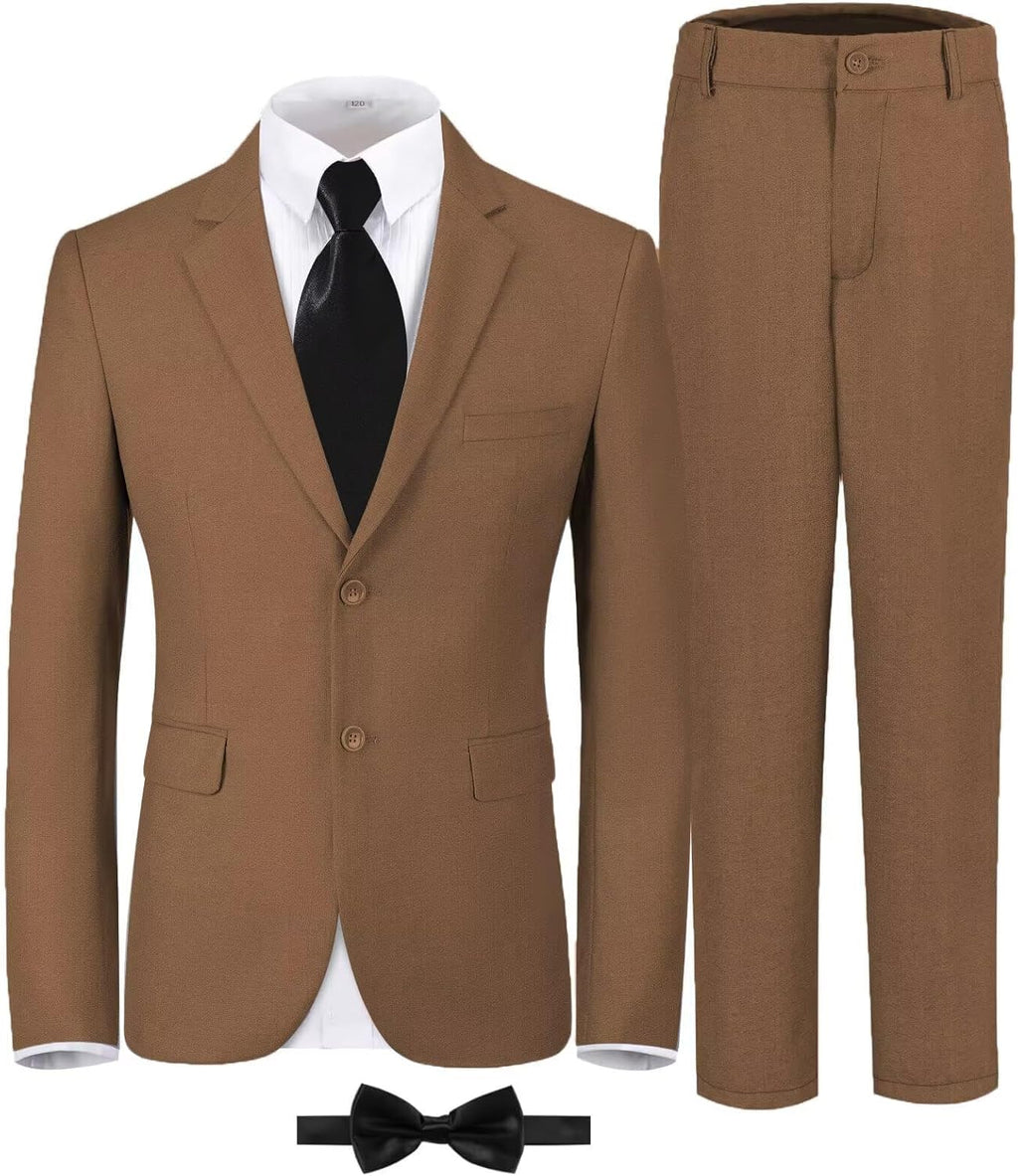 Boys Formal Suit Set Kids 5 Piece Suit Jacket Pants Set with Dress Shirt and Tie Prom Wedding Tuxedo Suits