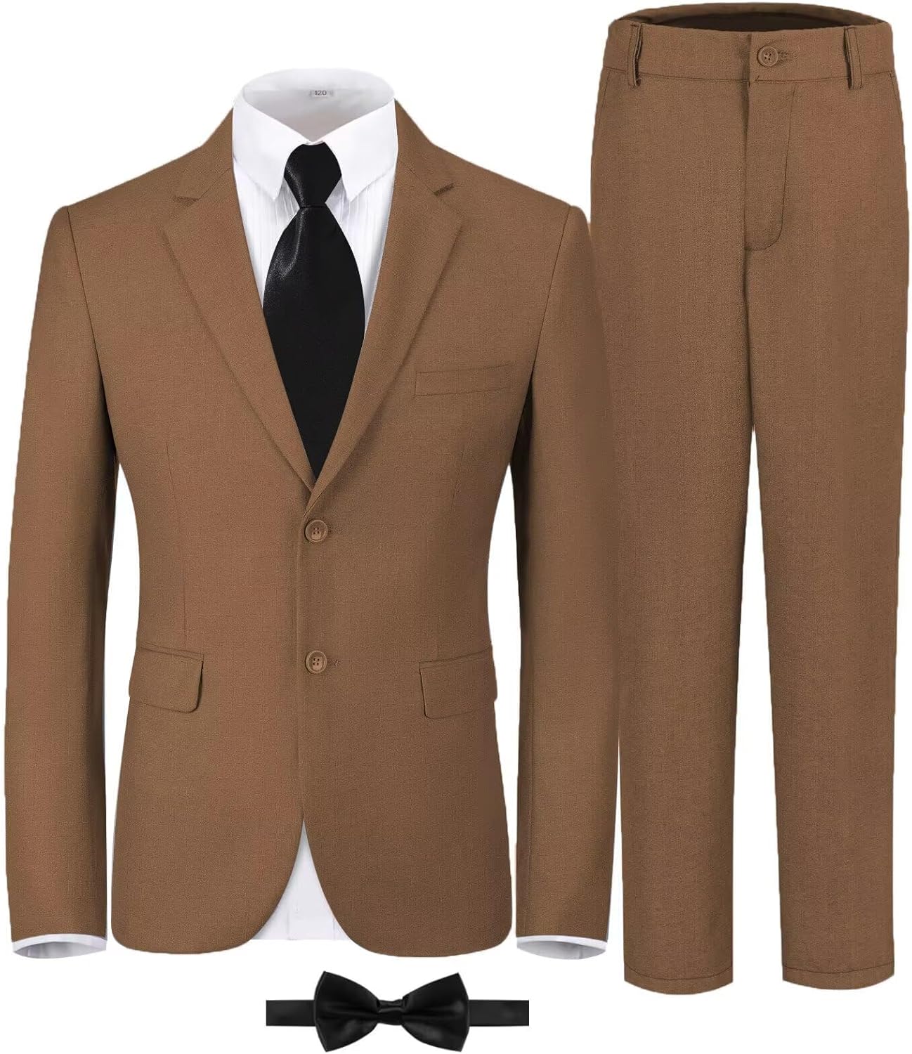 Boys Formal Suit Set Kids 5 Piece Suit Jacket Pants Set with Dress Shirt and Tie Prom Wedding Tuxedo Suits