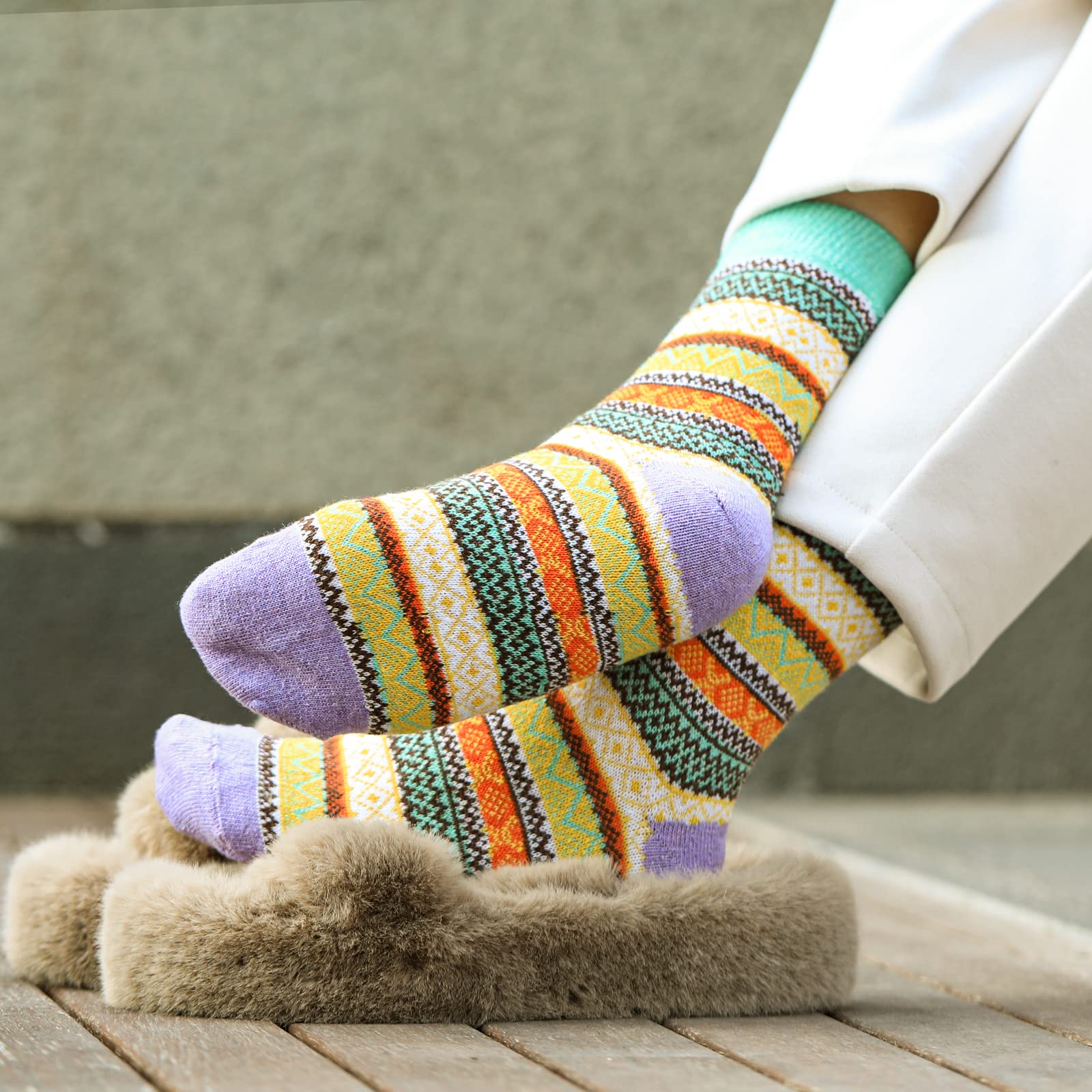 Clothirily Wool Socks for Women, Vintage Womens Wool Socks, Winter Warm Boot Sock for Women Men, Thick Winter Cozy Sock