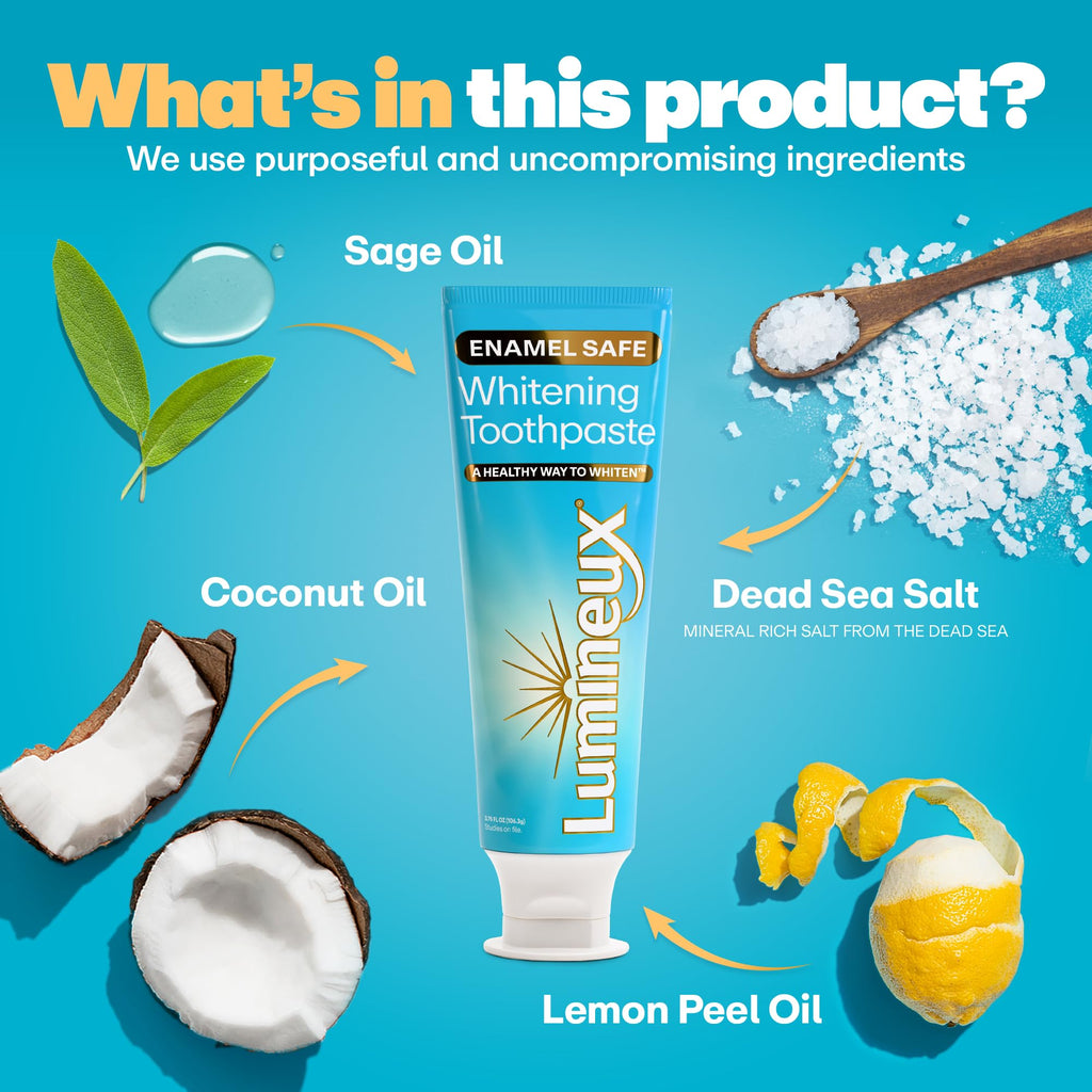 Lumineux Teeth Whitening Toothpaste - Peroxide Free, Enamel Safe for Sensitive Whiter Teeth - Fluoride Free, No Alcohol, Artificial Colors, SLS Free Dentist Formulated - 3.75 Oz