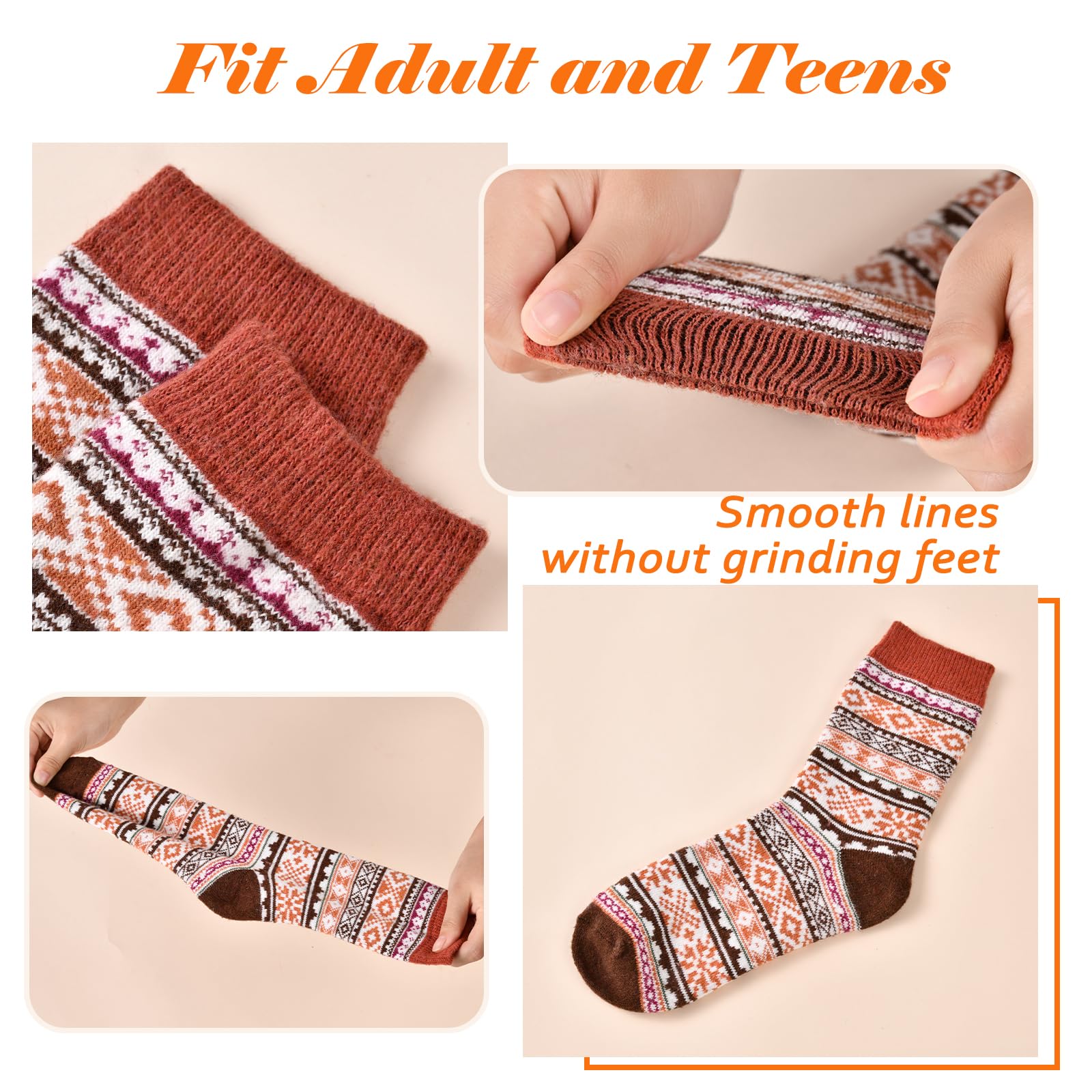Clothirily Wool Socks for Women, Vintage Womens Wool Socks, Winter Warm Boot Sock for Women Men, Thick Winter Cozy Sock