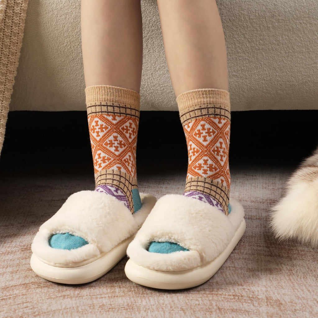Clothirily Wool Socks for Women, Vintage Womens Wool Socks, Winter Warm Boot Sock for Women Men, Thick Winter Cozy Sock