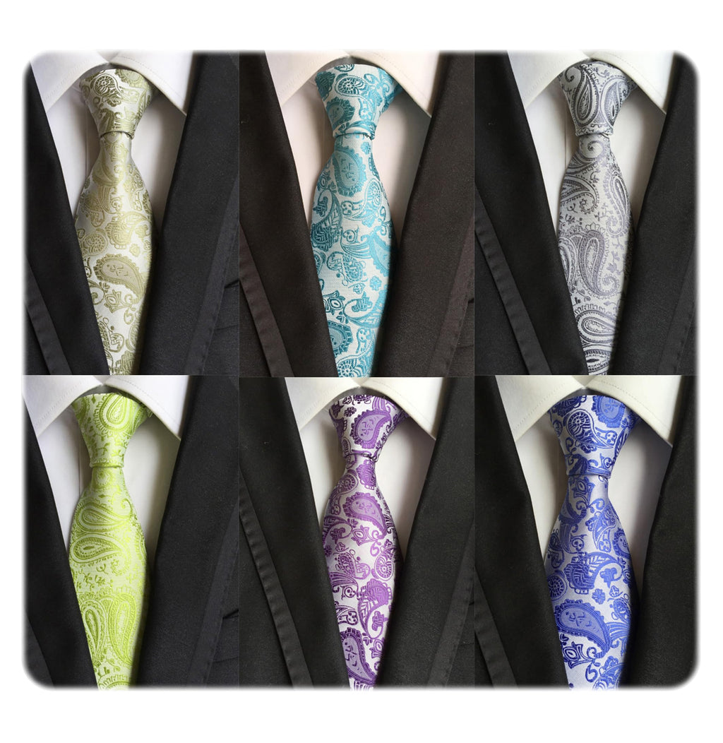 WeiShang Lot 6 PCS Classic Men's Silk Tie Necktie Woven JACQUARD Neck Ties