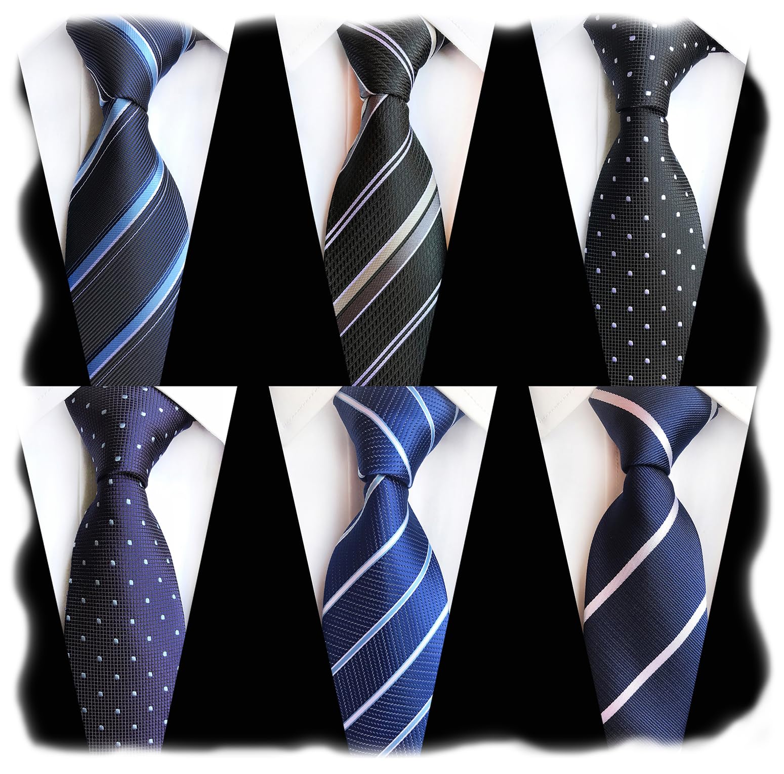 WeiShang Lot 6 PCS Classic Men's Silk Tie Necktie Woven JACQUARD Neck Ties