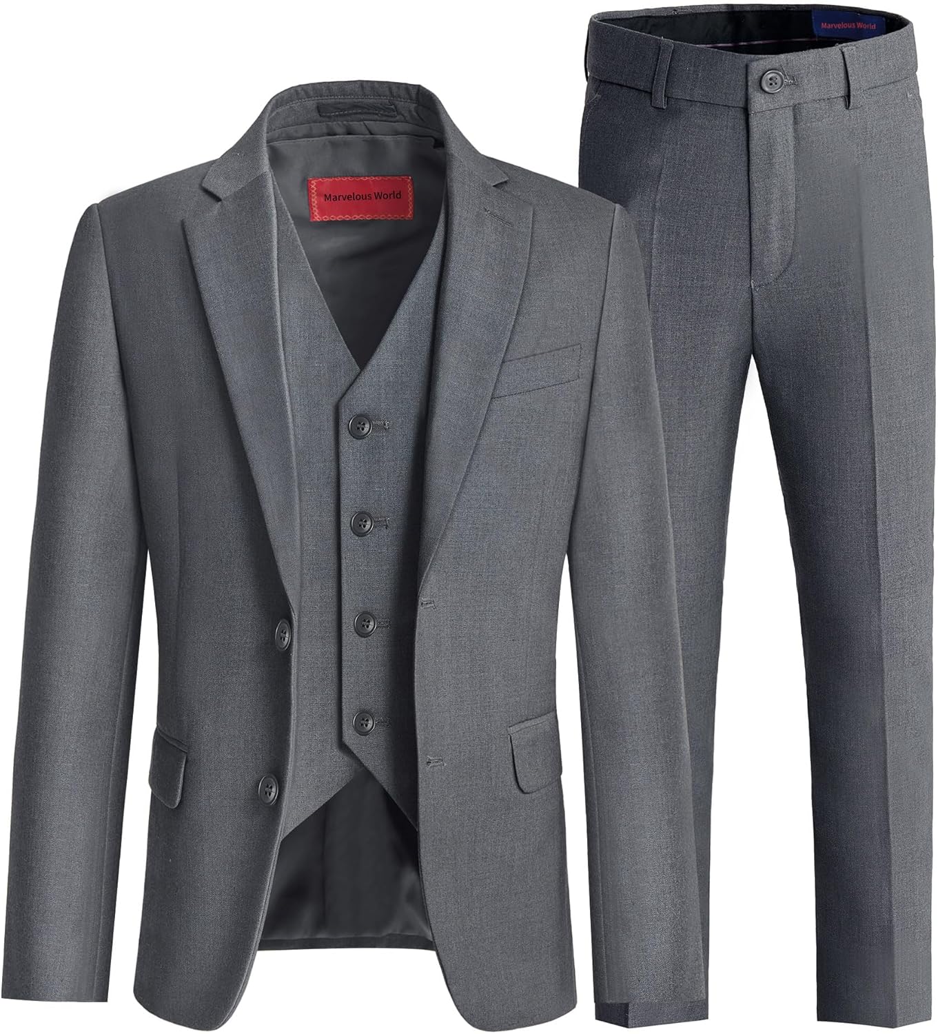 Marvelous World Boys' Formal Slim Fit Suit Set, Adjustable Waist