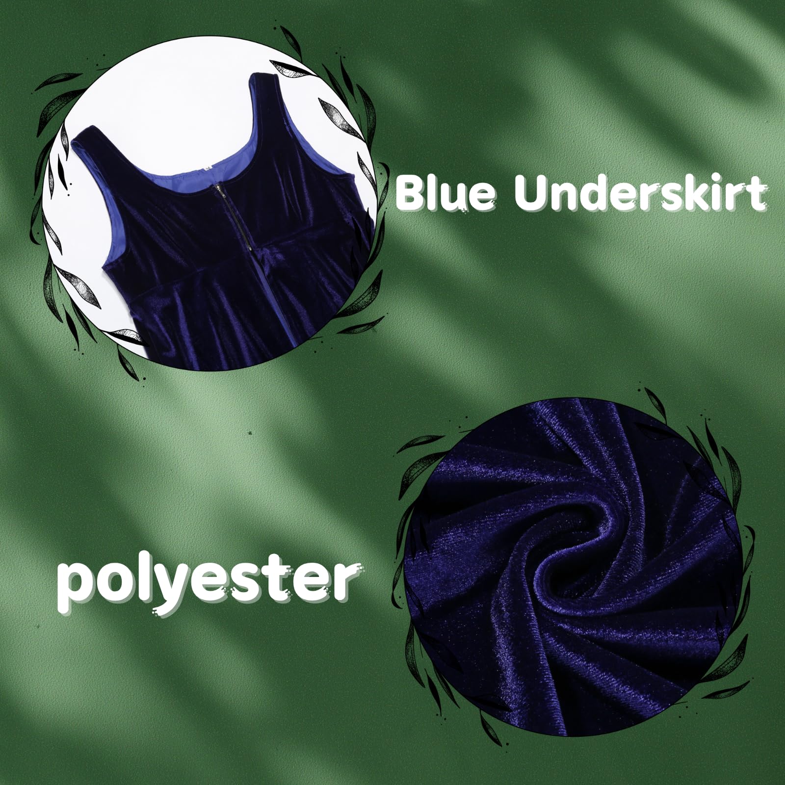 Colorful House Women Medieval Tea Party Dress Victorian Era Bubble Sleeves Velvet High Waist Long Dress with Belt and Gloves