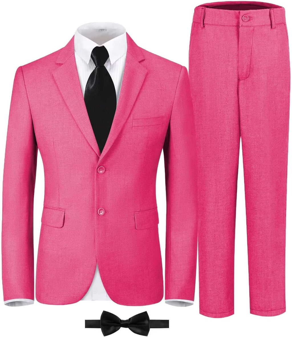 Boys Formal Suit Set Kids 5 Piece Suit Jacket Pants Set with Dress Shirt and Tie Prom Wedding Tuxedo Suits