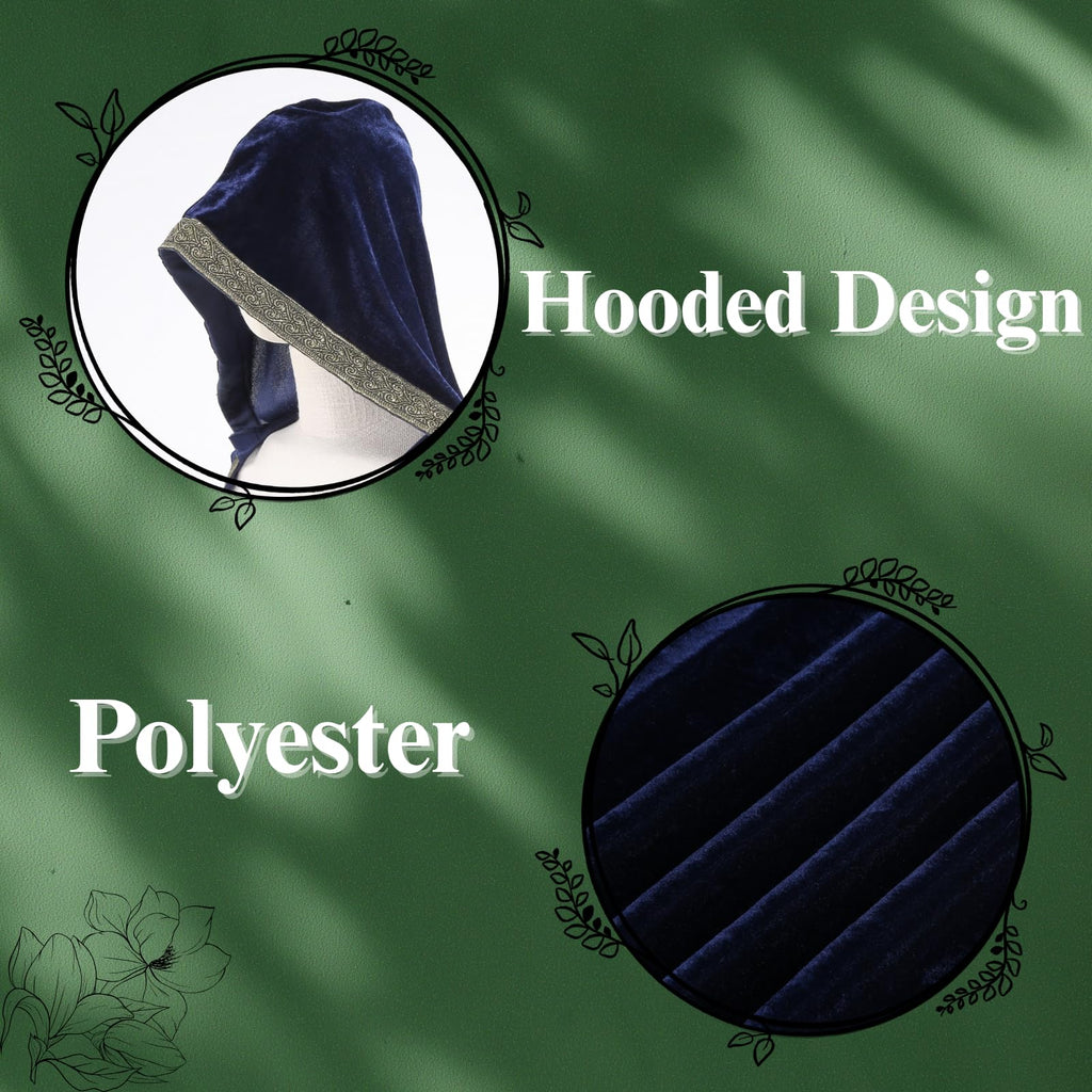 Colorful House Women Medieval Tea Party Dress Victorian Era Bubble Sleeves Velvet High Waist Long Dress with Belt and Gloves