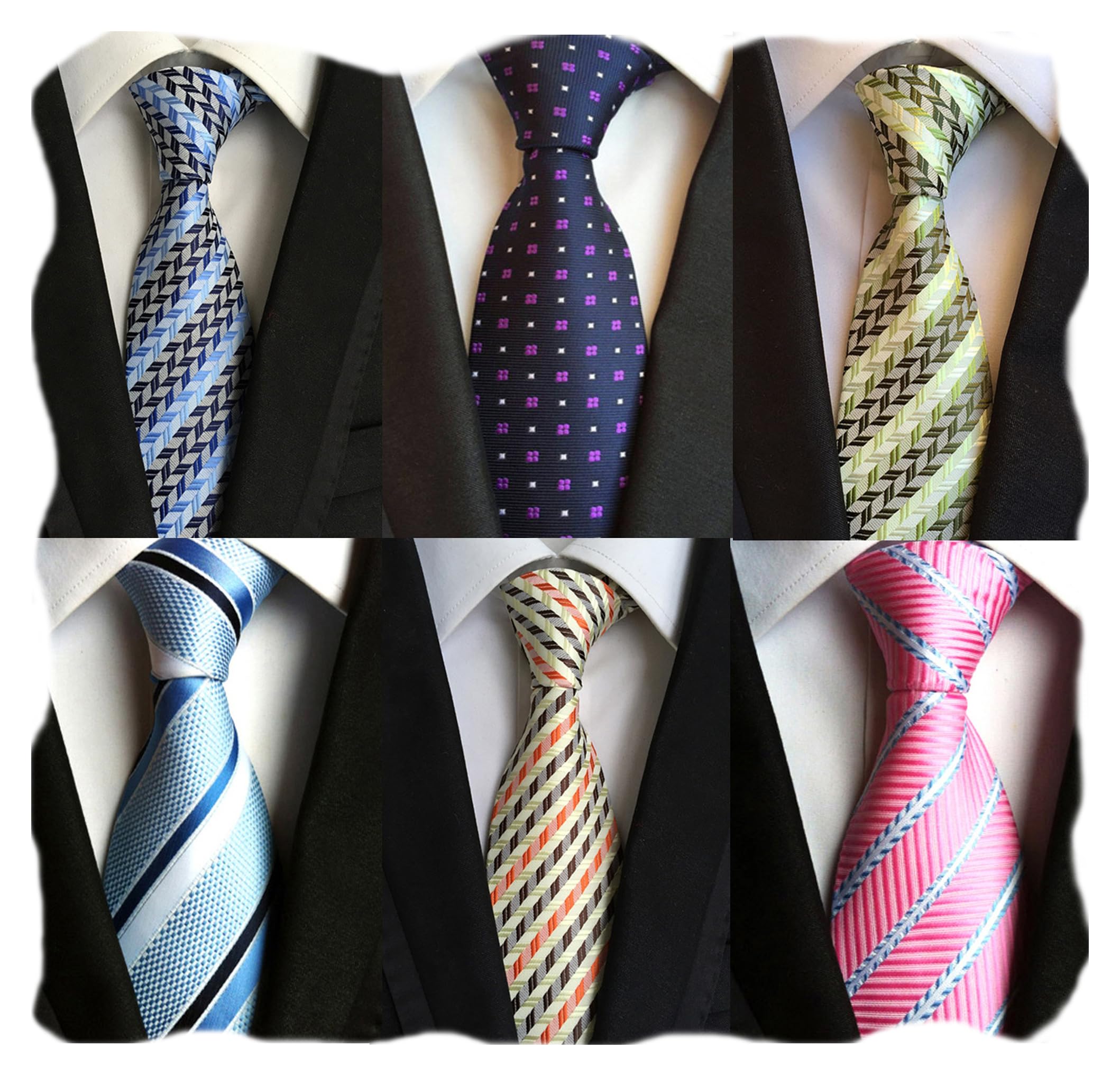 WeiShang Lot 6 PCS Classic Men's Silk Tie Necktie Woven JACQUARD Neck Ties