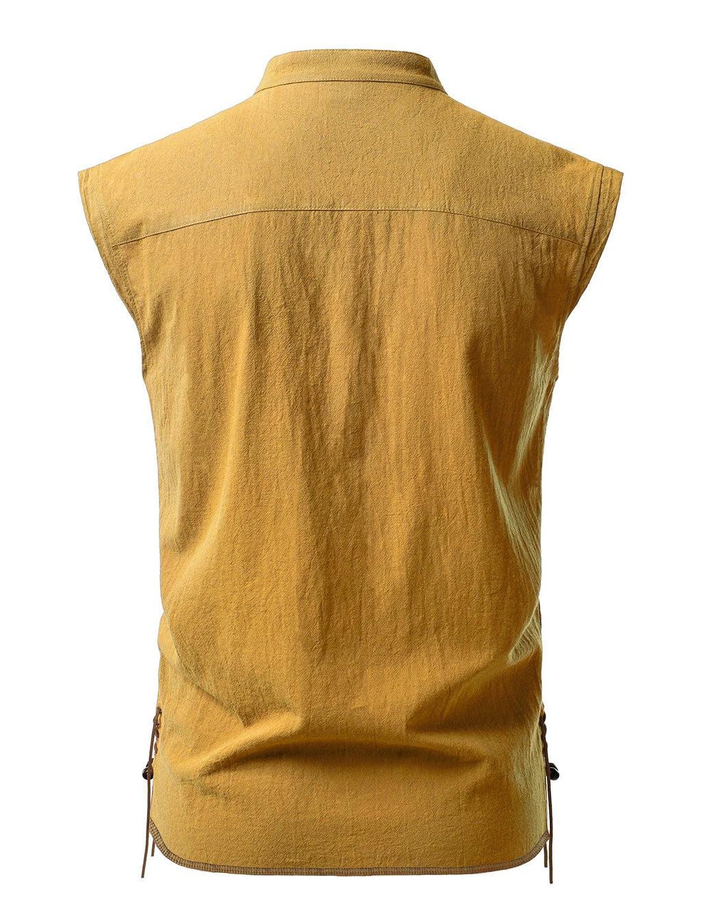 JEMITOP Men's Retro Pure Cotton Lace Up Sleeveless Shirts for Pirate Renaissance Medieval Viking Costume