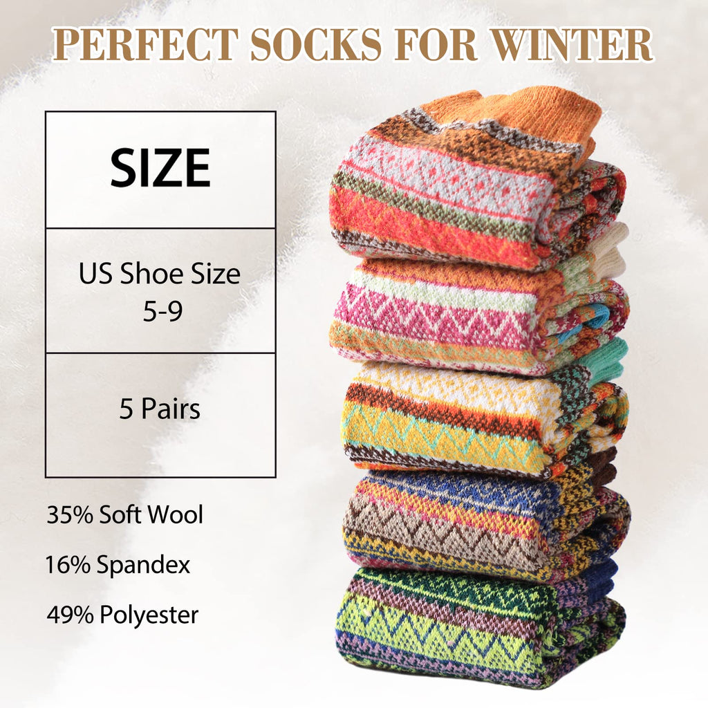 Clothirily Wool Socks for Women, Vintage Womens Wool Socks, Winter Warm Boot Sock for Women Men, Thick Winter Cozy Sock