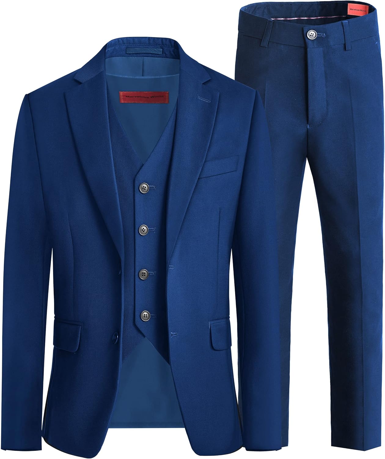 Marvelous World Boys' Formal Slim Fit Suit Set, Adjustable Waist