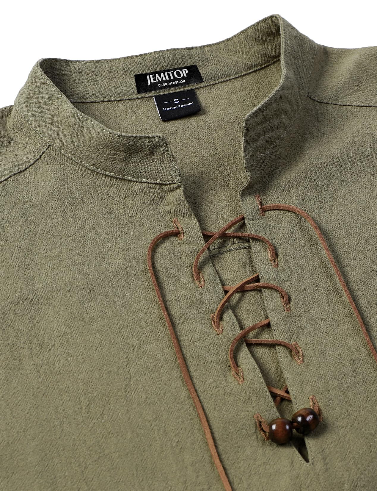 JEMITOP Men's Retro Pure Cotton Lace Up Sleeveless Shirts for Pirate Renaissance Medieval Viking Costume