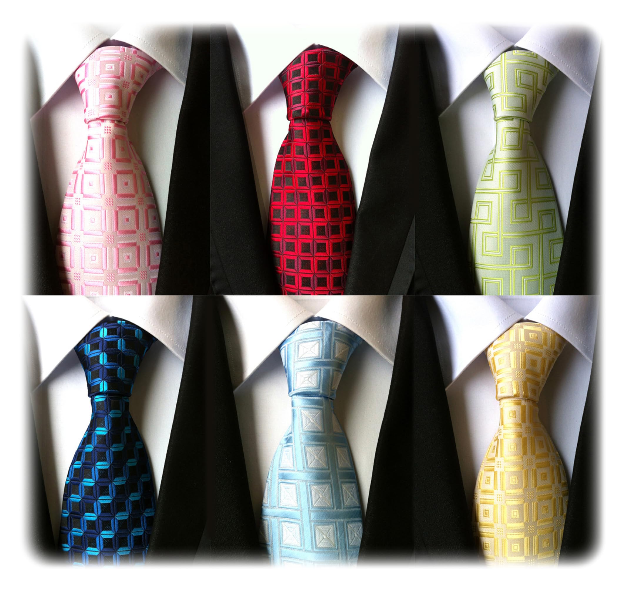 WeiShang Lot 6 PCS Classic Men's Silk Tie Necktie Woven JACQUARD Neck Ties
