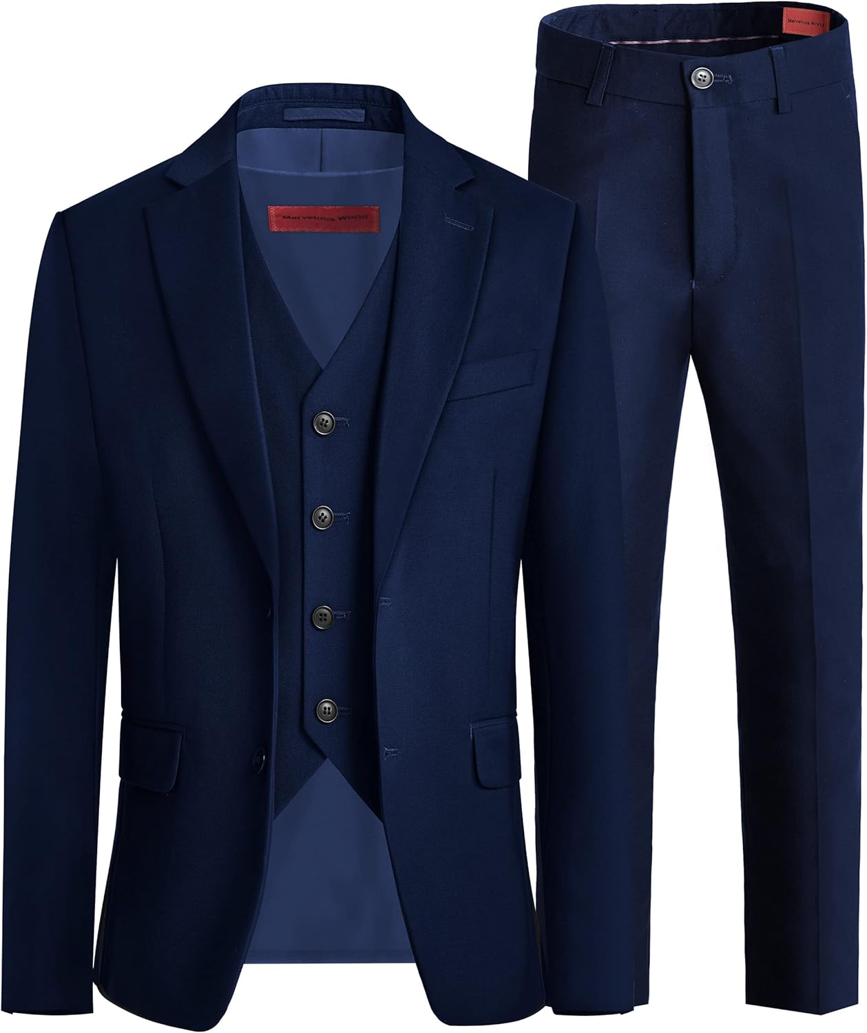 Marvelous World Boys' Formal Slim Fit Suit Set, Adjustable Waist