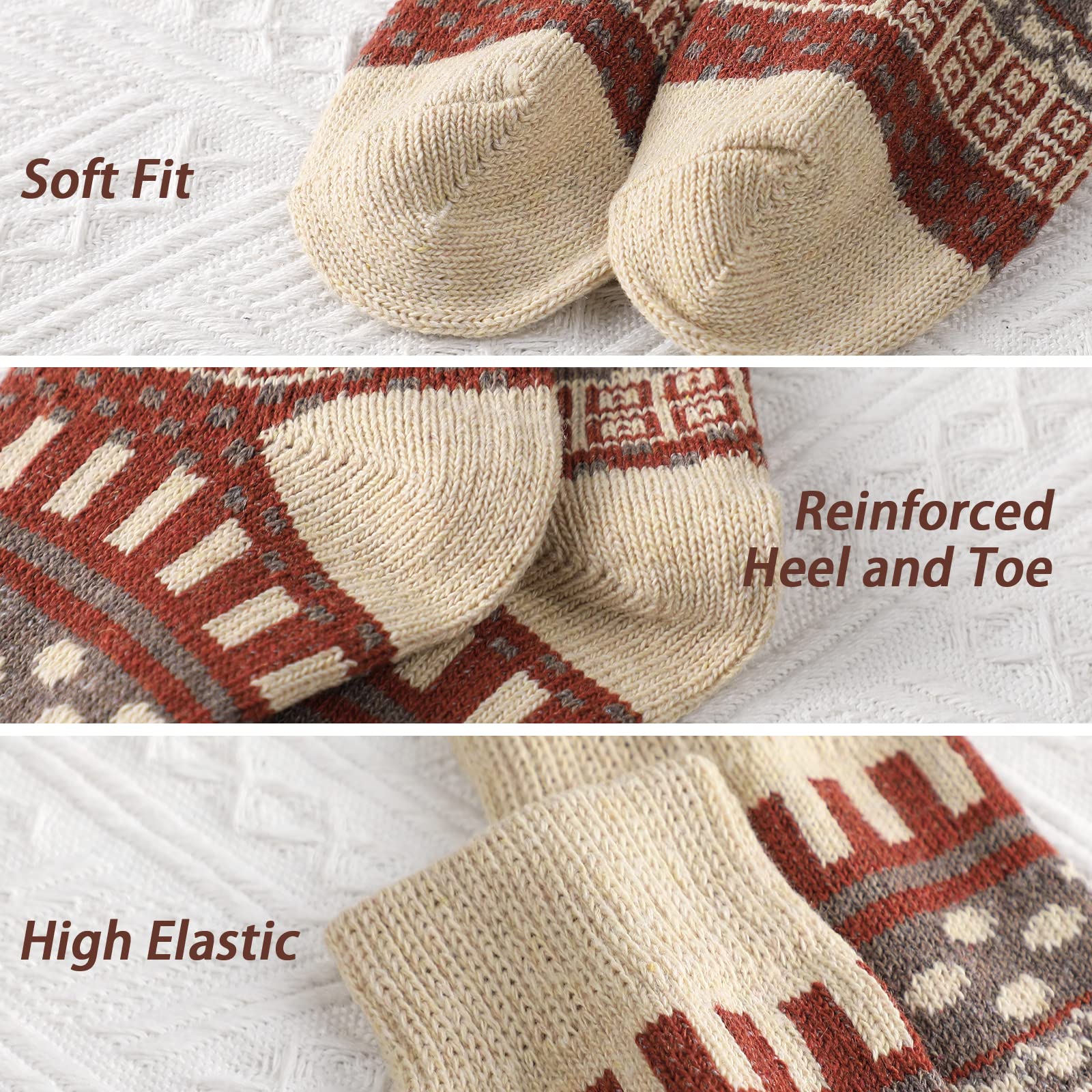 Clothirily Wool Socks for Women, Vintage Womens Wool Socks, Winter Warm Boot Sock for Women Men, Thick Winter Cozy Sock