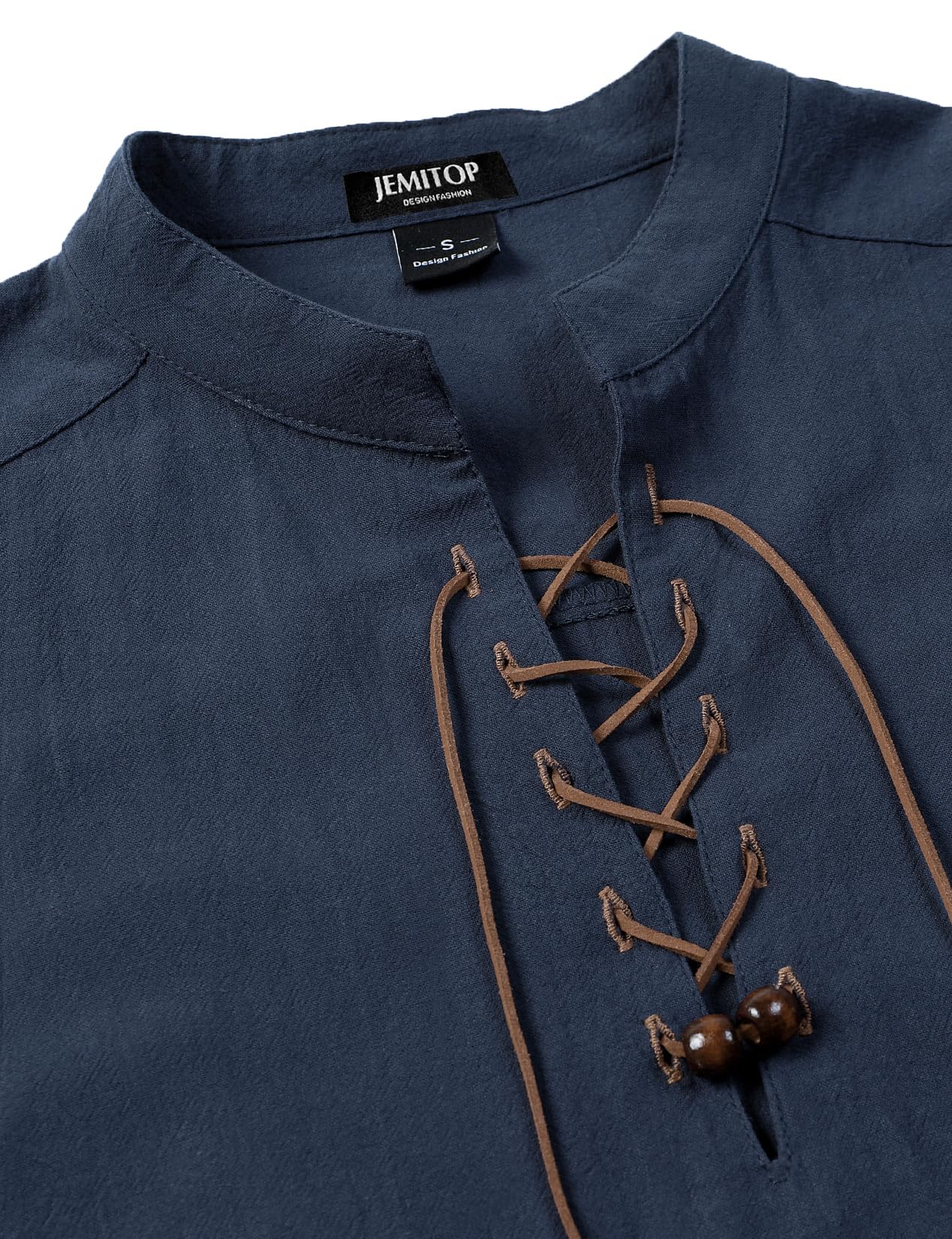 JEMITOP Men's Retro Pure Cotton Lace Up Sleeveless Shirts for Pirate Renaissance Medieval Viking Costume