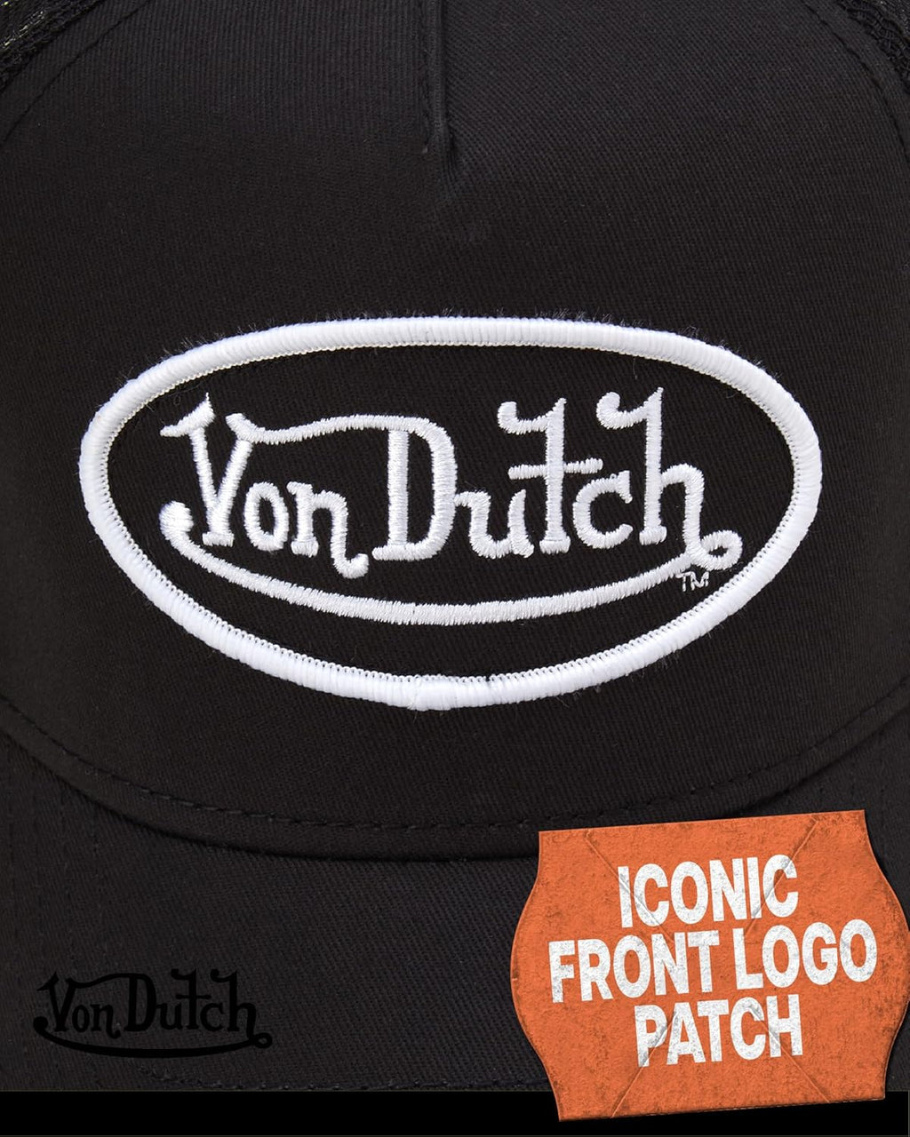 Von Dutch Unisex Trucker Hat - Curved Bill Mesh Back Retro Classic Adjustable Snapback Baseball Cap for Men and Women