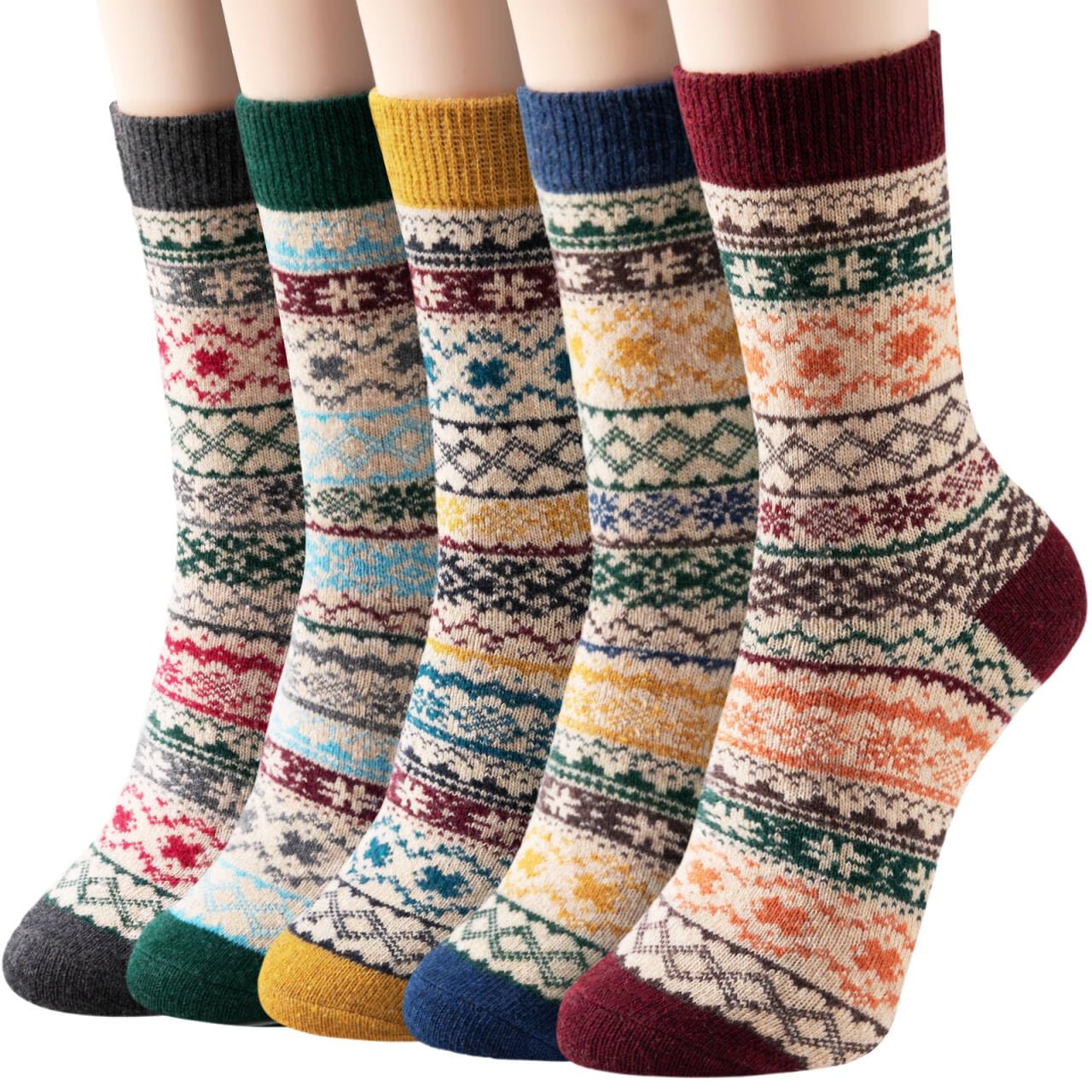 Clothirily Wool Socks for Women, Vintage Womens Wool Socks, Winter Warm Boot Sock for Women Men, Thick Winter Cozy Sock