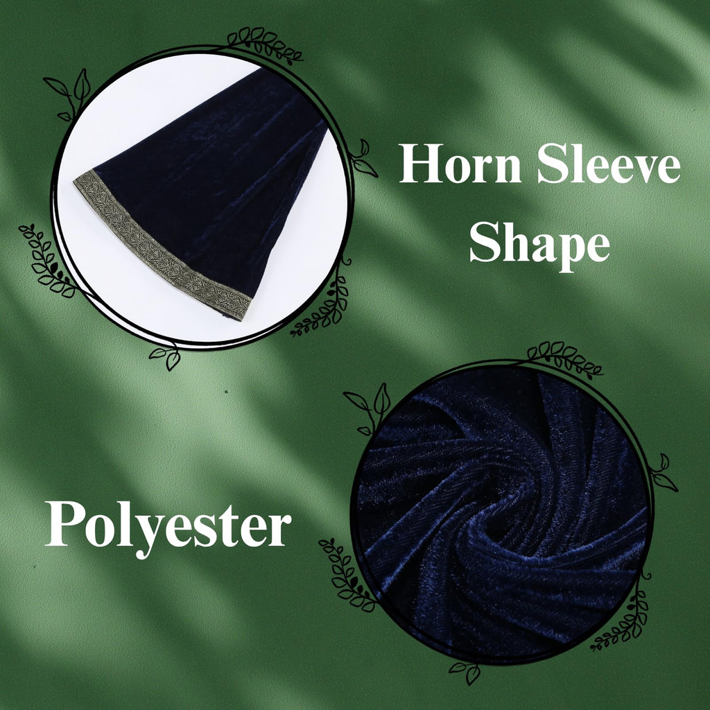 Colorful House Women Medieval Tea Party Dress Victorian Era Bubble Sleeves Velvet High Waist Long Dress with Belt and Gloves