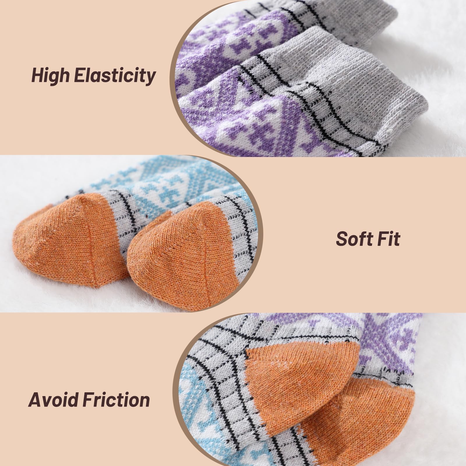 Clothirily Wool Socks for Women, Vintage Womens Wool Socks, Winter Warm Boot Sock for Women Men, Thick Winter Cozy Sock