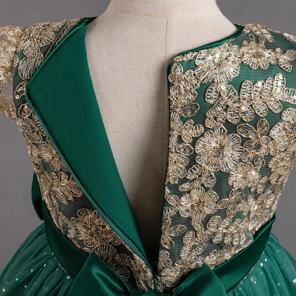 TTYAOVO Girls Pageant Princess Flower Dress Kids Prom Puffy Ball Gowns