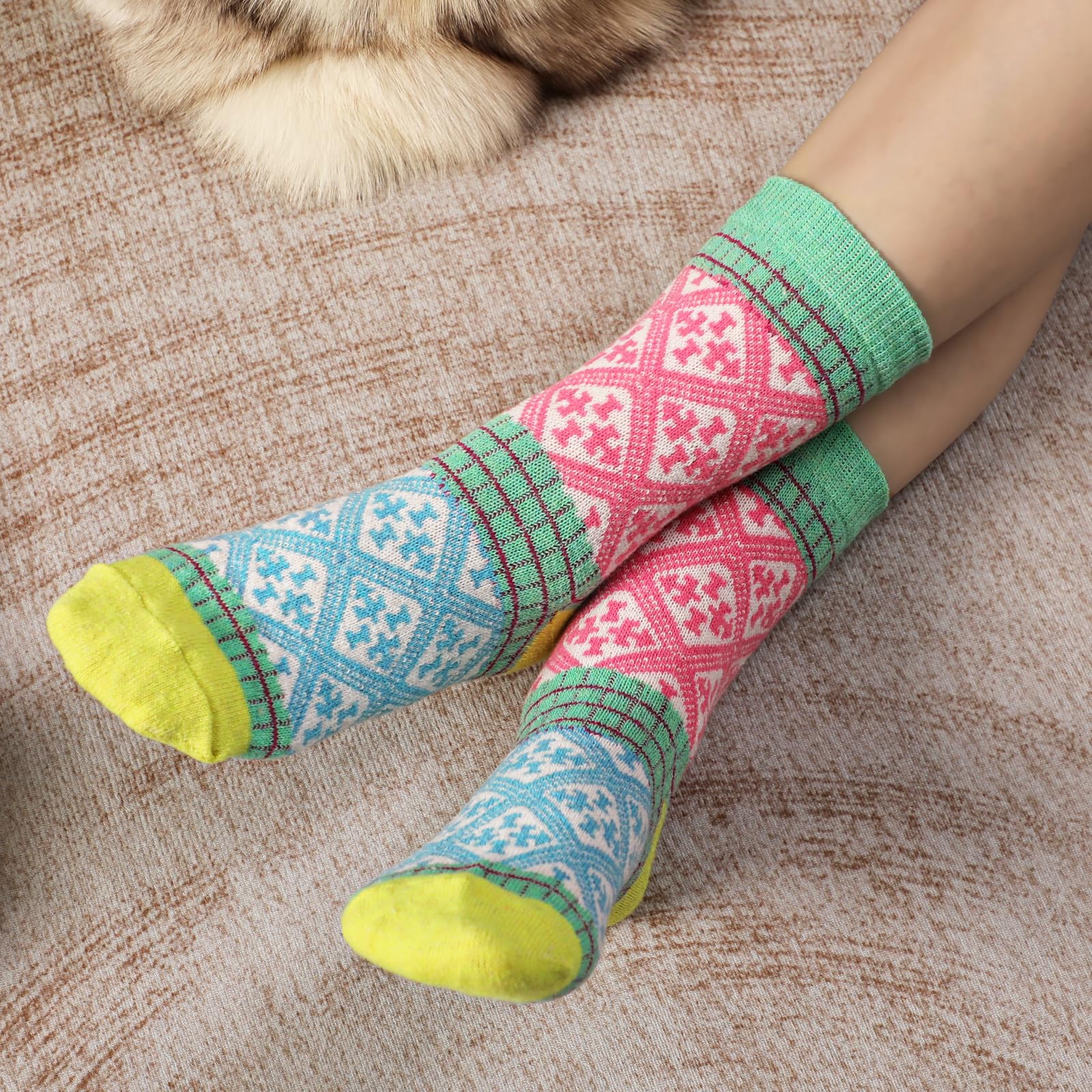 Clothirily Wool Socks for Women, Vintage Womens Wool Socks, Winter Warm Boot Sock for Women Men, Thick Winter Cozy Sock