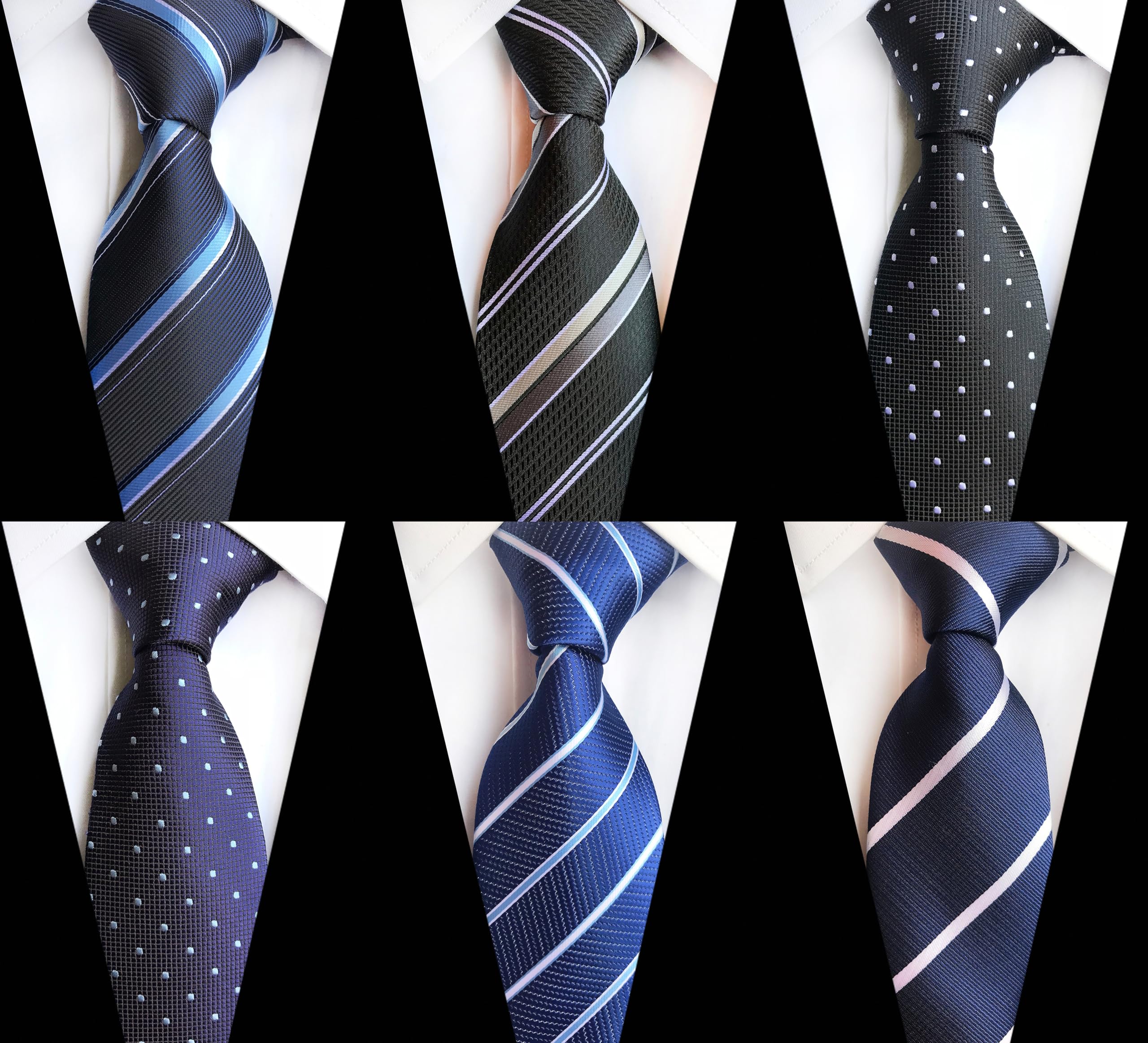 WeiShang Lot 6 PCS Classic Men's Silk Tie Necktie Woven JACQUARD Neck Ties