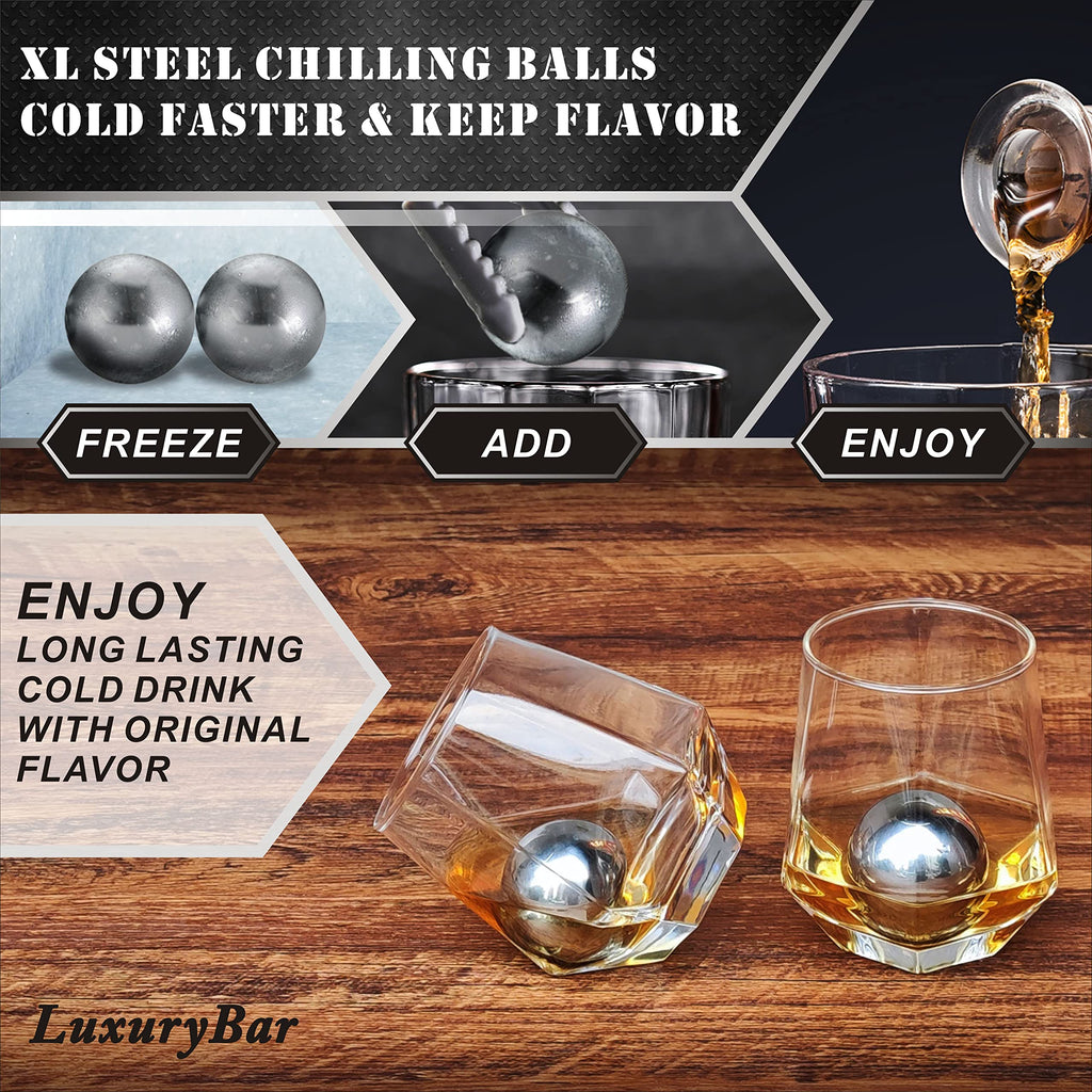 Diamond Whiskey Decanter Sets for Men with ChillBall &Tray,Whiskey Decanter Set Liquor Dispenser Bourbon Decanter Whiskey Set Gifts for Men