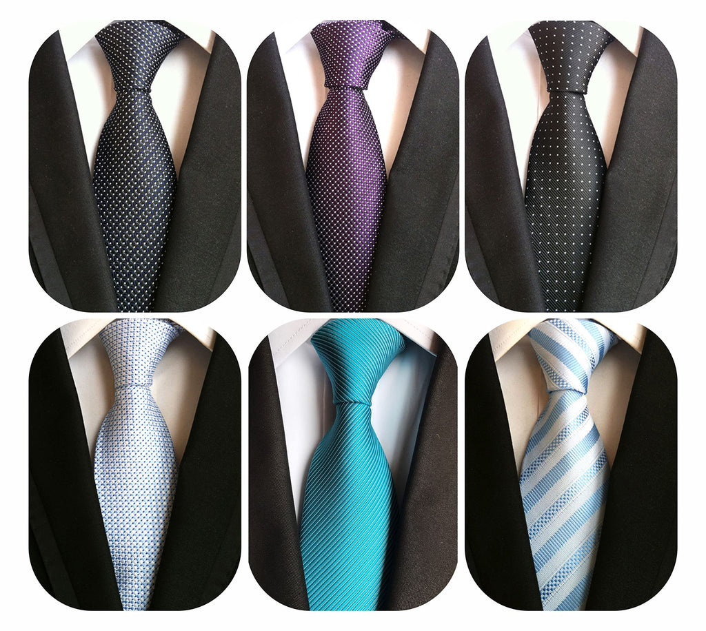 WeiShang Lot 6 PCS Classic Men's Silk Tie Necktie Woven JACQUARD Neck Ties