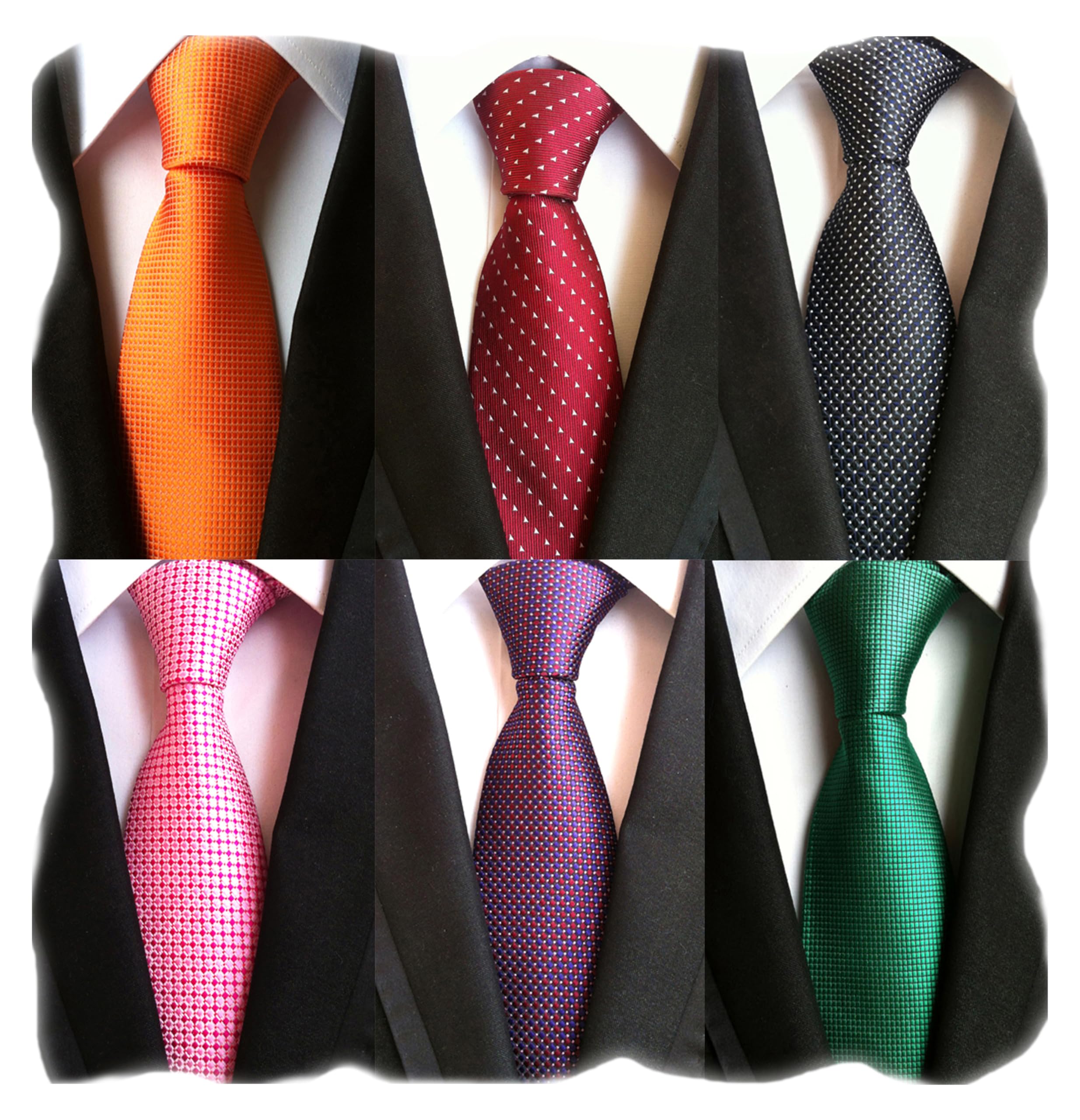 WeiShang Lot 6 PCS Classic Men's Silk Tie Necktie Woven JACQUARD Neck Ties