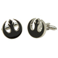 Men’s Silvertone Novelty Black Circular Cufflinks