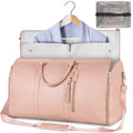 NNEDSZ Pink Convertible Garment Duffel Bag with Leather Accents - Travel Weekender Bag for Suits and Dresses