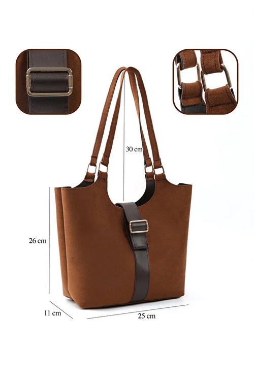 Brown Faux Leather Snap Closure Crossbody Hand Bag Single Brown