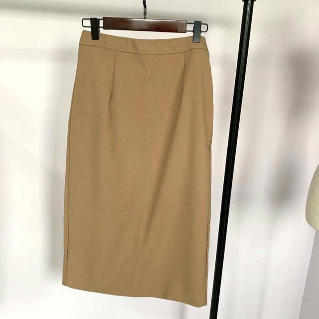 Women Blazer Suits Doule Breasted Pink Blazer High Waist Skirt Office Lady Sets